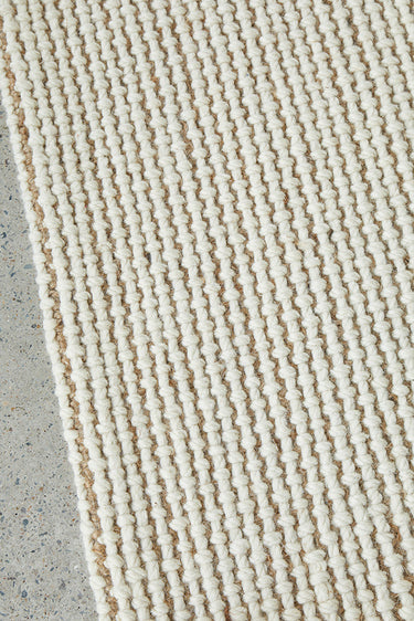 Harlow Cream Wool and Jute Modern Rectangle Rug